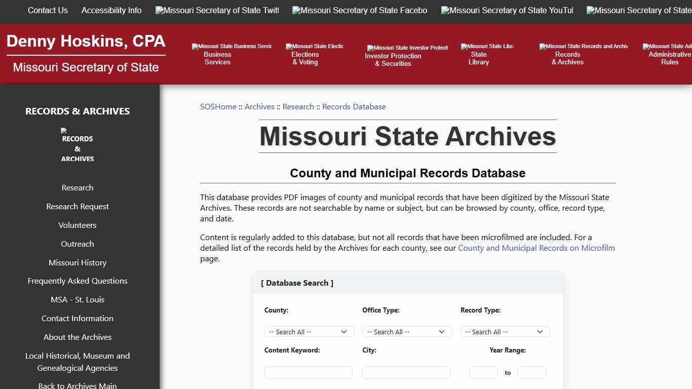 County and Municipal Records Database
